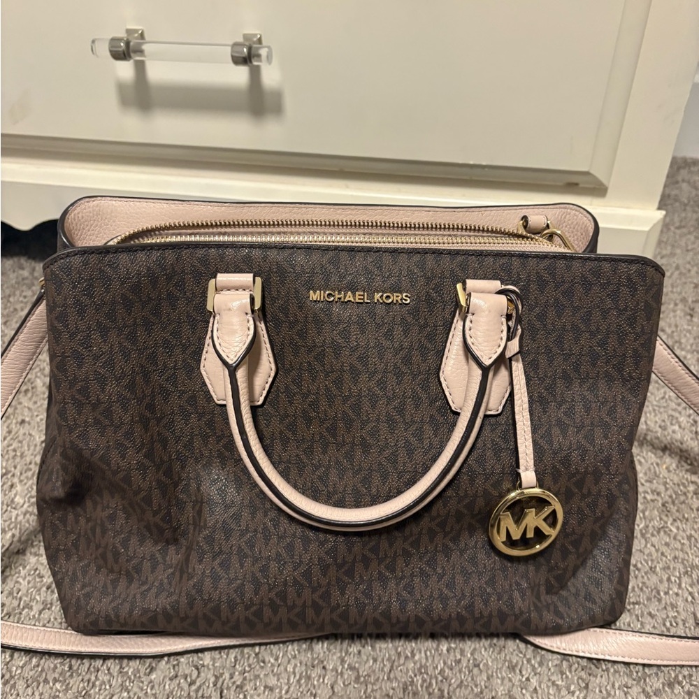 Michael Kors Brown and Pink Satchel